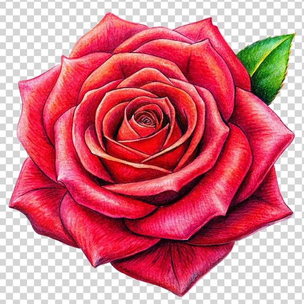 PSD arte de rosas vermelhas isoladas em fundo transparente