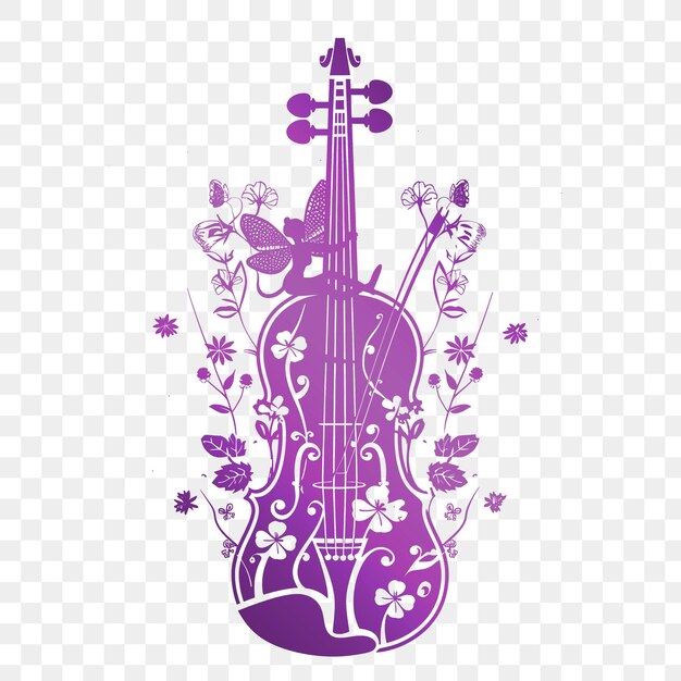 PSD arte de tinta de violino cnc com motivos de fada e flor pequena fada e contorno t-shirt de tatuagem de corte de morte