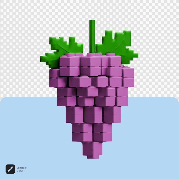 PSD arte de voxel de uva 3d isolada