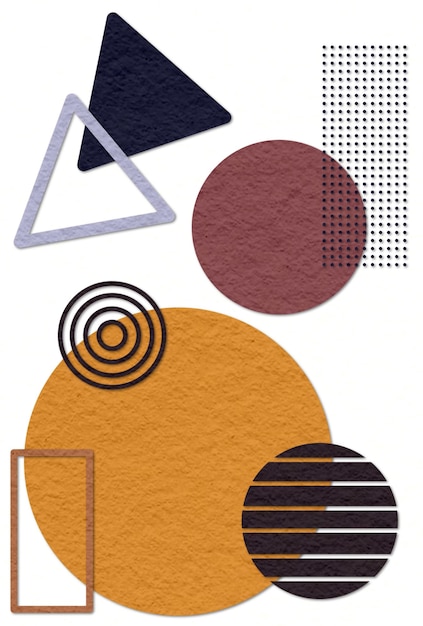 Arte decorativa de parede com ilustrações de formas geométricas abstratas