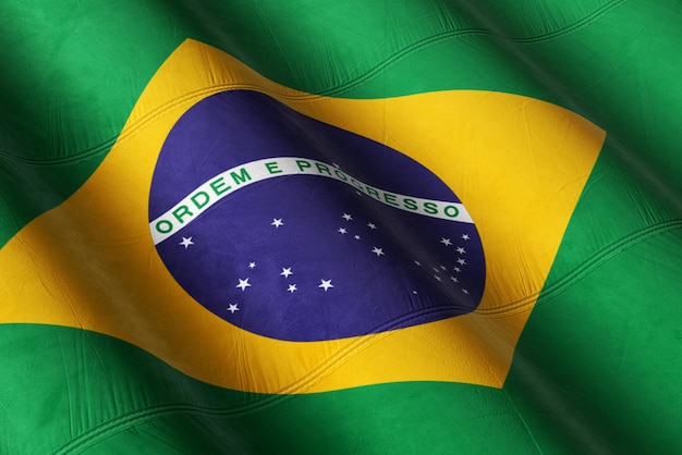 Arte Digital 3D da Bandeira do Brasil