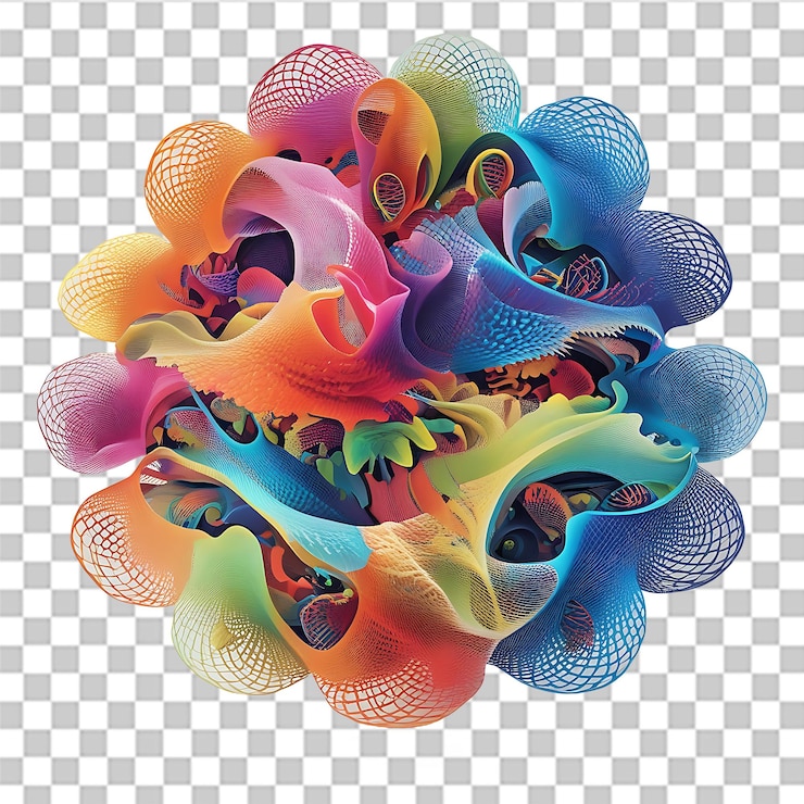 PSD arte digital abstracto vibrante con formas fluidas coloridas y elementos de diseño futuristas