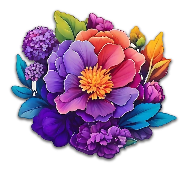 PSD arte floral colorida de statice psd