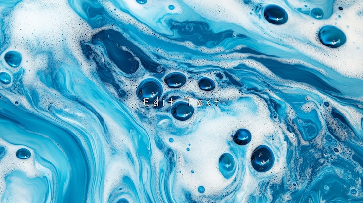 PSD arte fluido abstracto azul y blanco con burbujas