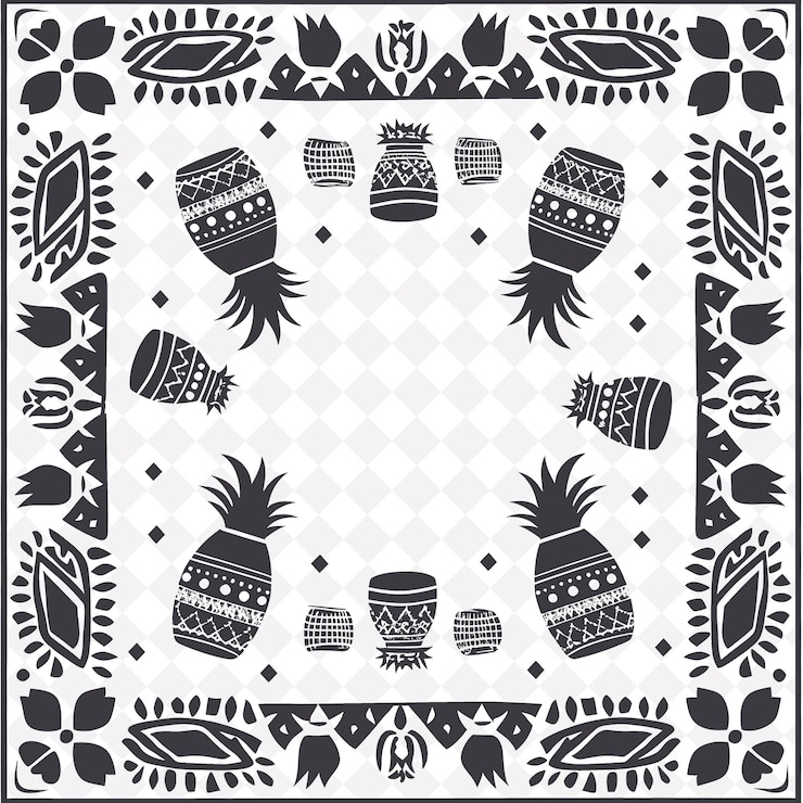 PSD arte folclórica png hondurenha com cerâmica lenca e tambores garifuna para decoração tradicional única de moldura
