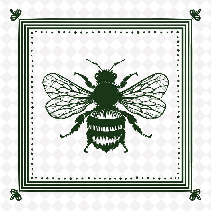 PSD arte folclórico de abejas png con alas y rayas para decoraciones en la decoración del marco de contorno de ilustración f