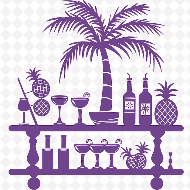 PSD arte folclórico de bares tropicales con diseño de palma un arte de motivos png en fondo limpio colección