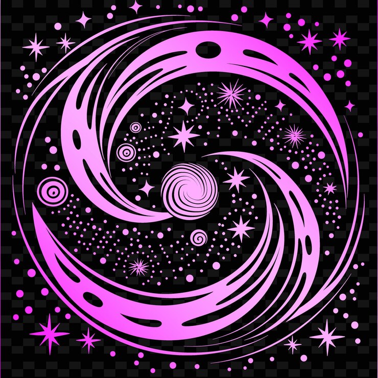 PSD arte folclórico de bola de cristal místico con patrón de remolino y motivos de decoración de ilustración de estrella d colección