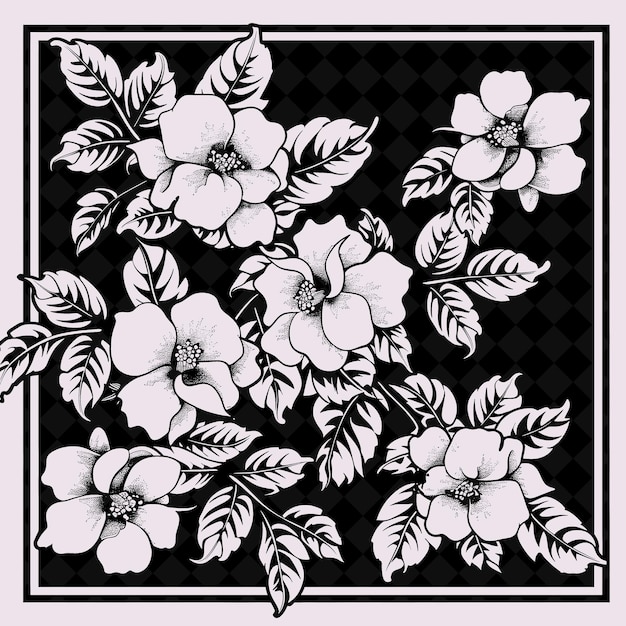 Arte folclórico de gardenia con pétalos y hojas para decoraciones en la colección de marcos artísticos de contorno creativo