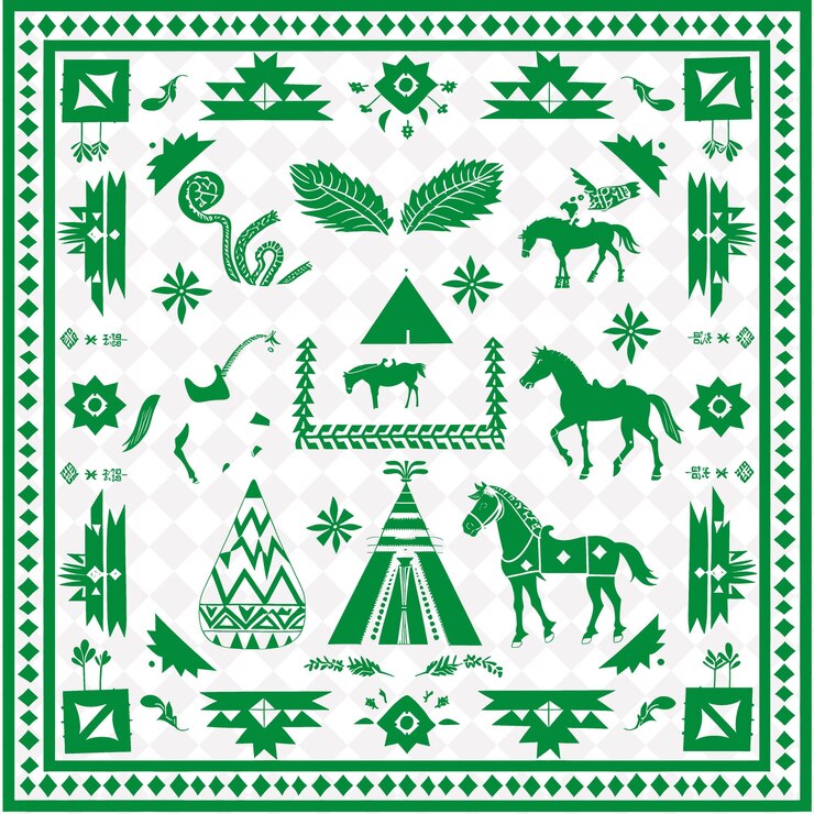 PSD arte folclórico navajo de png con pinturas de arena y alfombras para decoraciones colección de arte de contorno tradicional