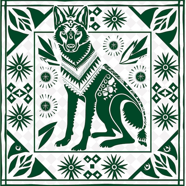 Arte folclórico png dingo con elementos del desierto australiano y una ilustración única de pa