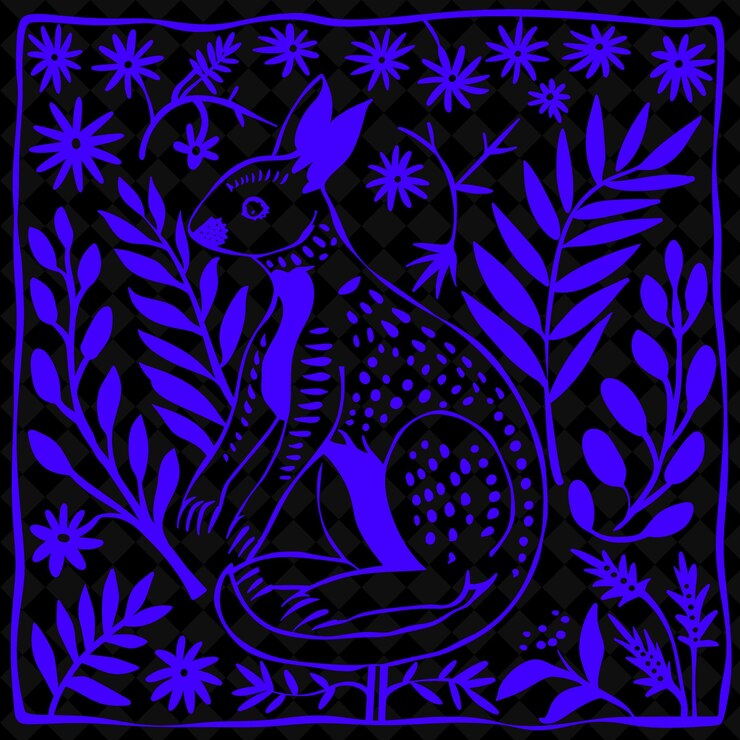 PSD arte folclórico png wallaby con hojas de eucalipto e ilustración de elementos australianos contorno decoración del marco