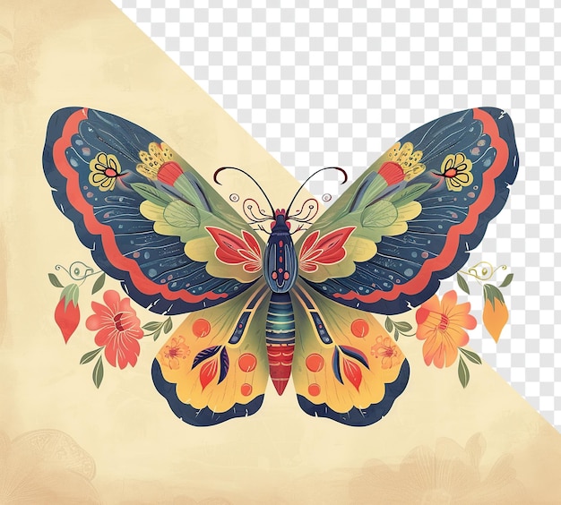 PSD arte de fondo de color beige de mariposa de inspiración popular