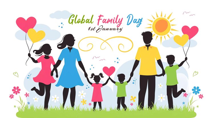 Arte de fondo colorido del Día Mundial de la Familia Diseño alegre para celebraciones familiares