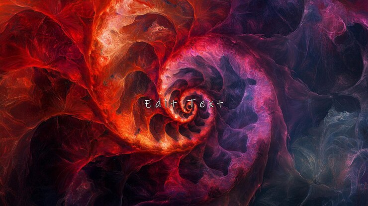 PSD arte fractal en espiral abstracto de rojo ardiente y púrpura
