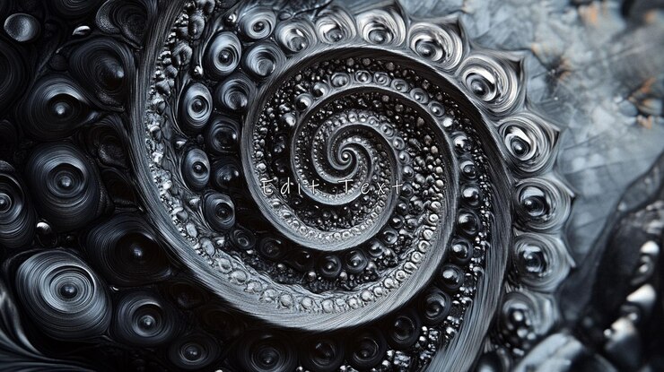 PSD arte frattale a spirale metallica astratta
