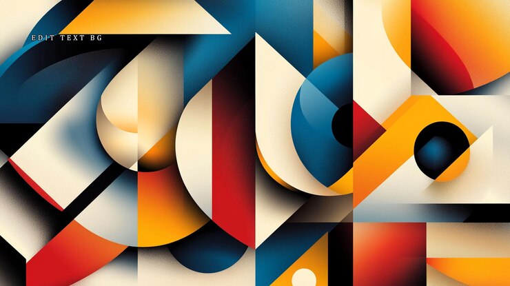 PSD arte geométrica abstrata com cores vibrantes e formas sobrepostas