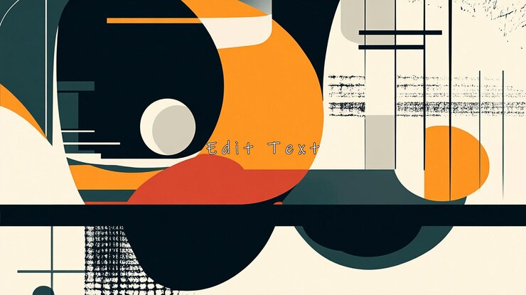 PSD arte geométrica abstrata com formas laranja, preta e branca 1