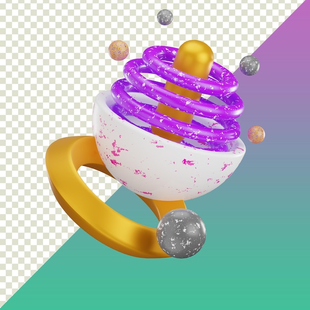 Arte geométrico 3D abstracto aislado sobre un fondo transparente
