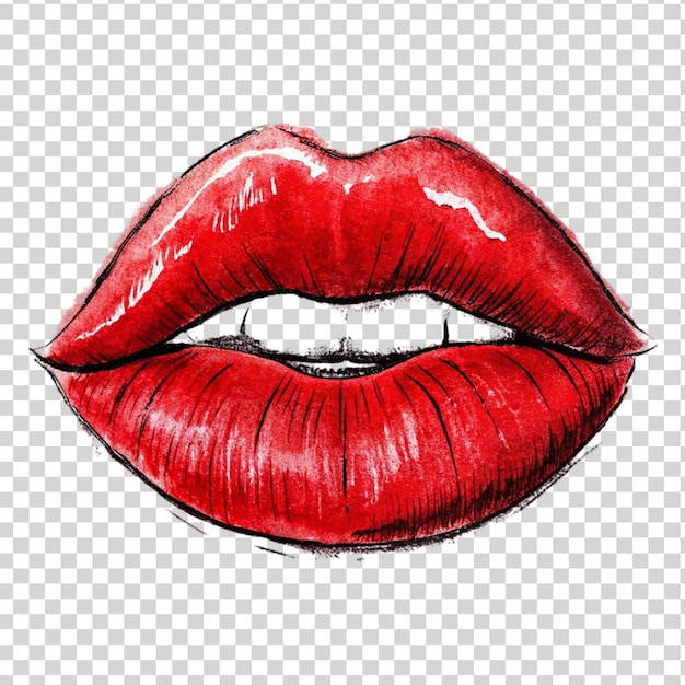 PSD arte de labios rojo aislado en un fondo transparente