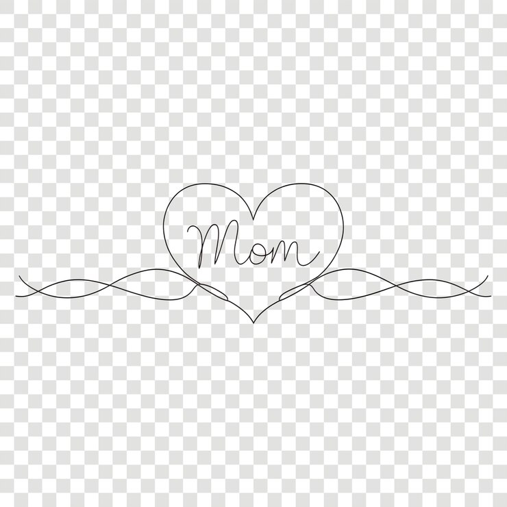 PSD arte de la línea del corazón de mamá