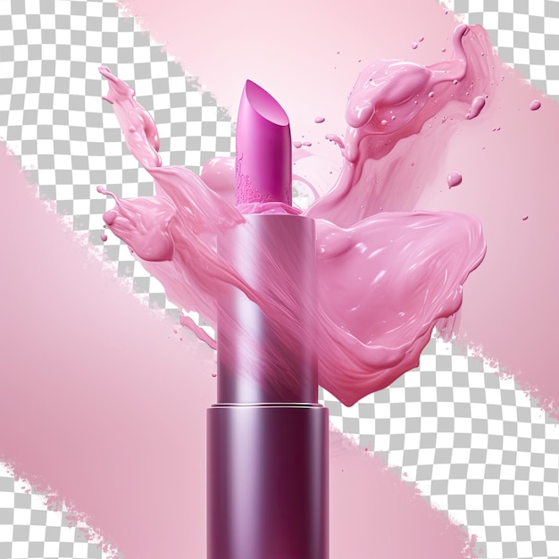 PSD arte de maquillaje sobre una textura de mancha de lápiz labial de fondo transparente