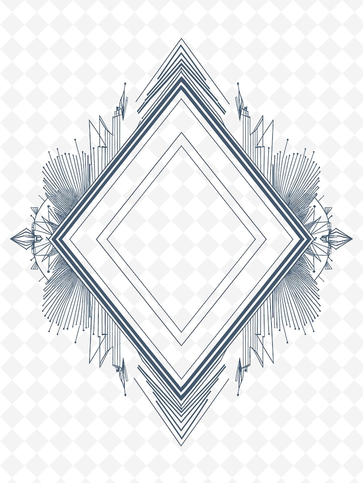 PSD arte de marco geométrico png con decoraciones de diamantes y triángulos bo ilustración arte de marco decorativo