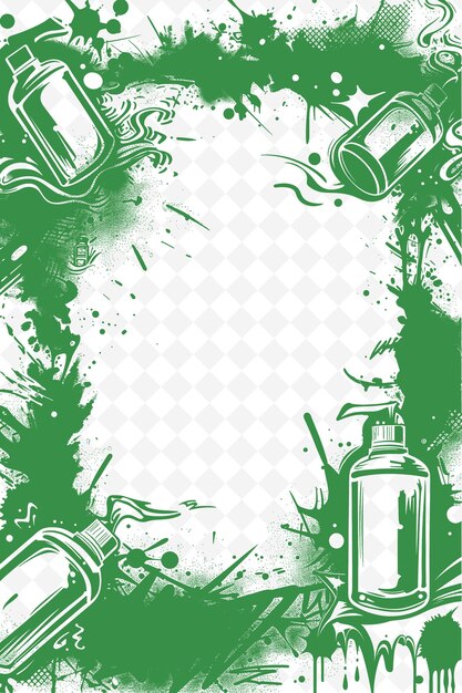 PSD arte de marco inspirado en el graffiti png con latas de pintura en aerosol y ilustraciones de graffiti arte de marco decorativo
