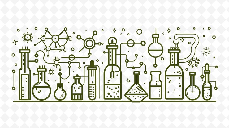 PSD arte de marco de laboratorio de alquimistas png con botellas de poción e ilustración de misterio arte de marco decorativo