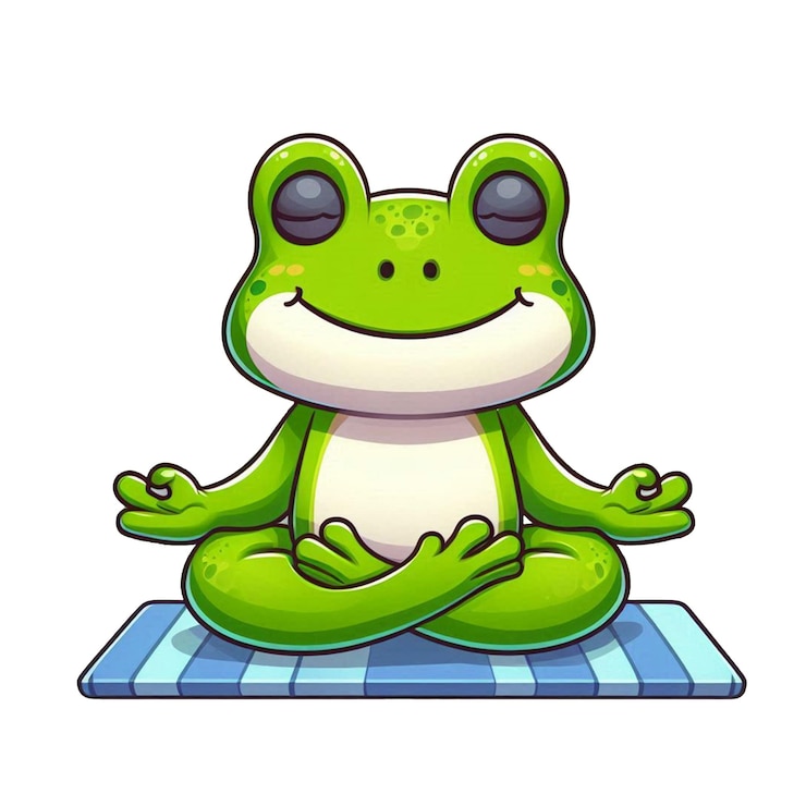 PSD el arte de la meditación de la rana fondo transparente ilustrador de dibujos animados