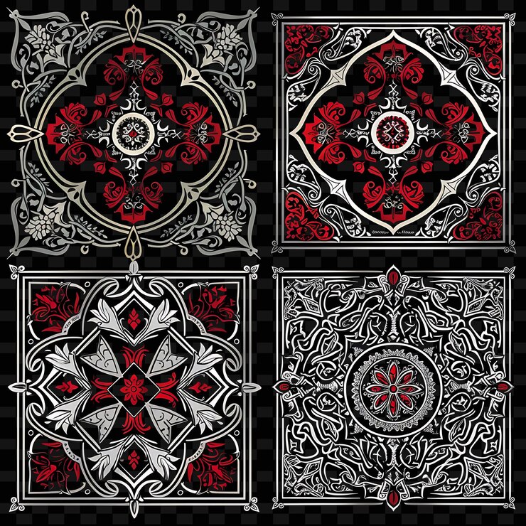 PSD arte del mosaico de oriente medio con patrones geométricos borderline png diseños únicos de motivos estilizados