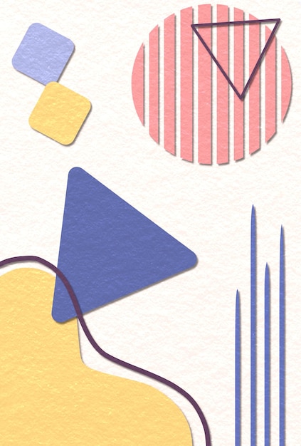 Arte mural abstrata em cor rosa pastel com elementos gráficos de formas geométricas e linhas abstratas