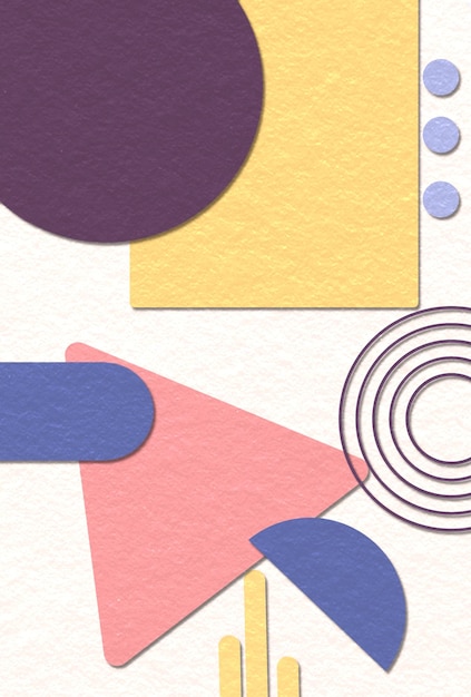 Arte mural colorida em pastel com elementos de formas e linhas geométricas abstratas