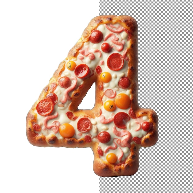 PSD arte numérica de letras de pizza png