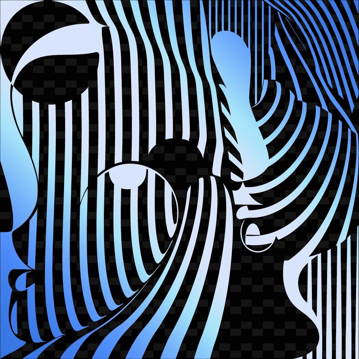 PSD arte de pared contemporáneo con patrones gráficos en blanco y negro png diseños de ilustraciones planas de contorno