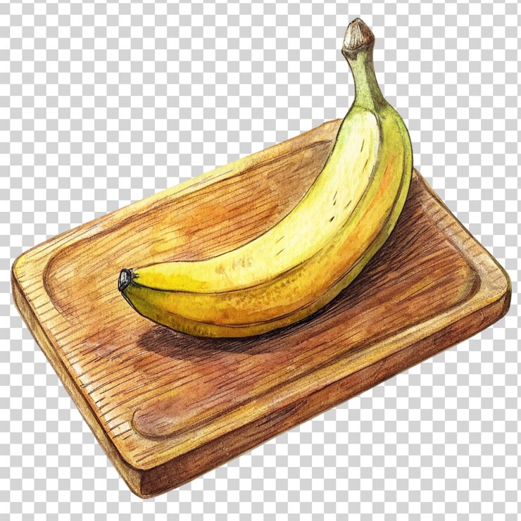 PSD arte de plátano en la tabla de corte aislado en un fondo transparente