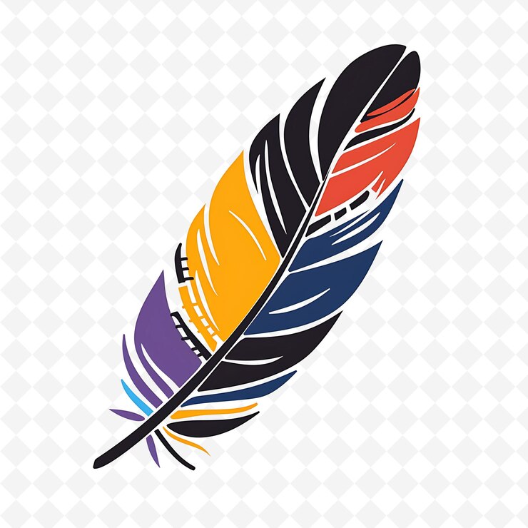 PSD arte plumria con icono de pluma artesanía con plumas coloridas diseños creativos de íconos de la cultura brasileña