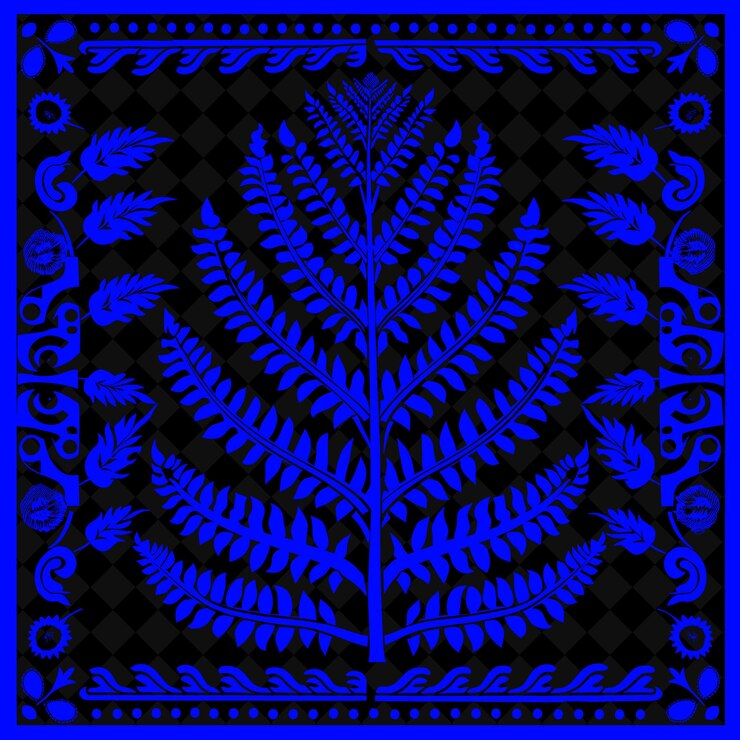 PSD arte popular de png kiwi con helechos de nueva zelanda y patrones maoríes para la ilustración decoración del marco del contorno