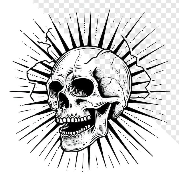 Arte Skull com relâmpago Mike Street Tatuagem Gigante Estilo