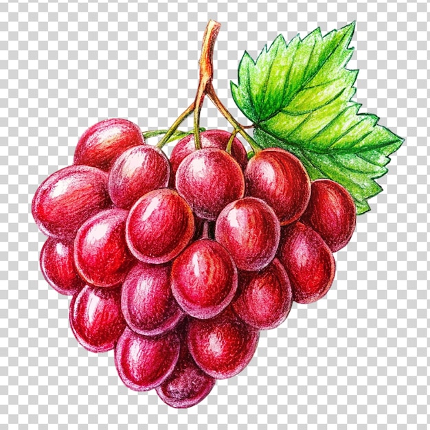 Arte de uvas rojas aisladas sobre un fondo transparente