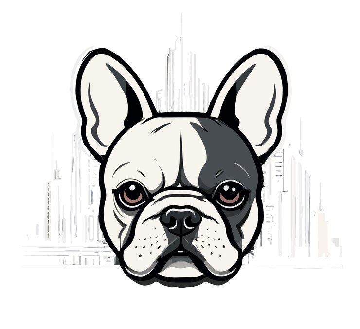 PSD arte vectorial de bulldog francés ilustración gráfica urbana moderna de animales