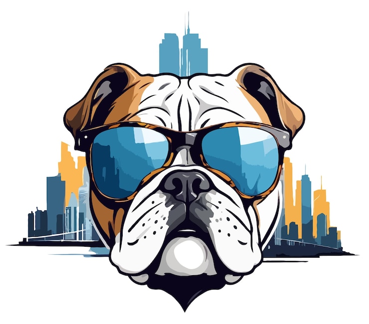 PSD arte vectorial de bulldog inglés ilustración gráfica urbana moderna de animales