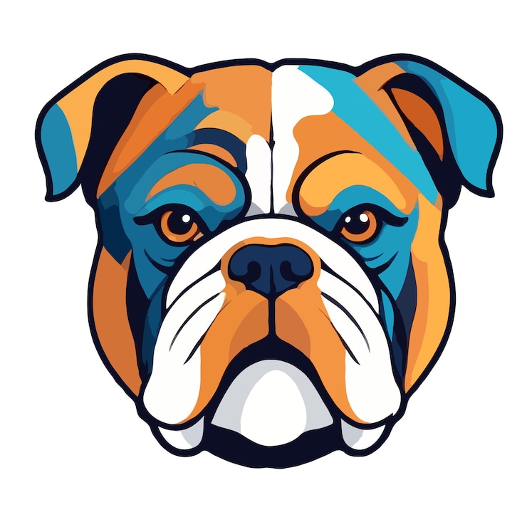 PSD arte vectorial de bulldog inglés con ilustraciones de colores vibrantes