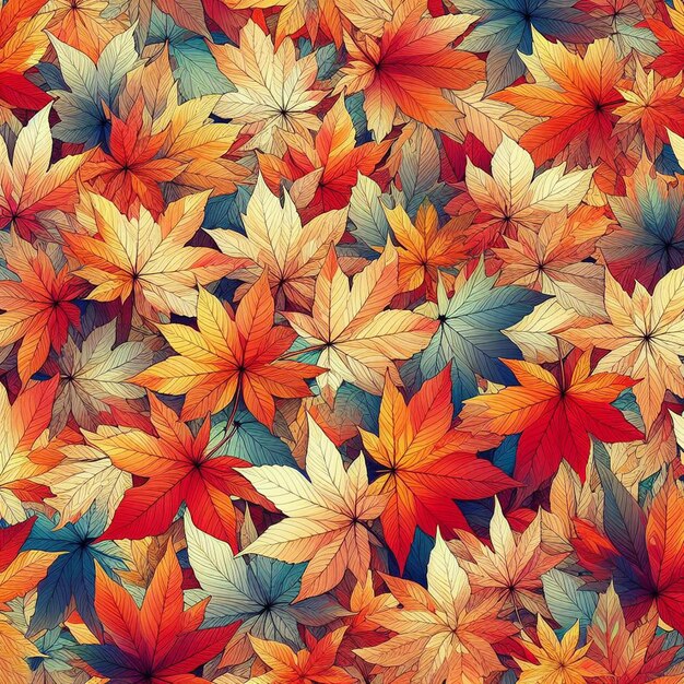 PSD arte vectorial hiperrealista coloridas hojas de arce de otoño fondo papel pintado