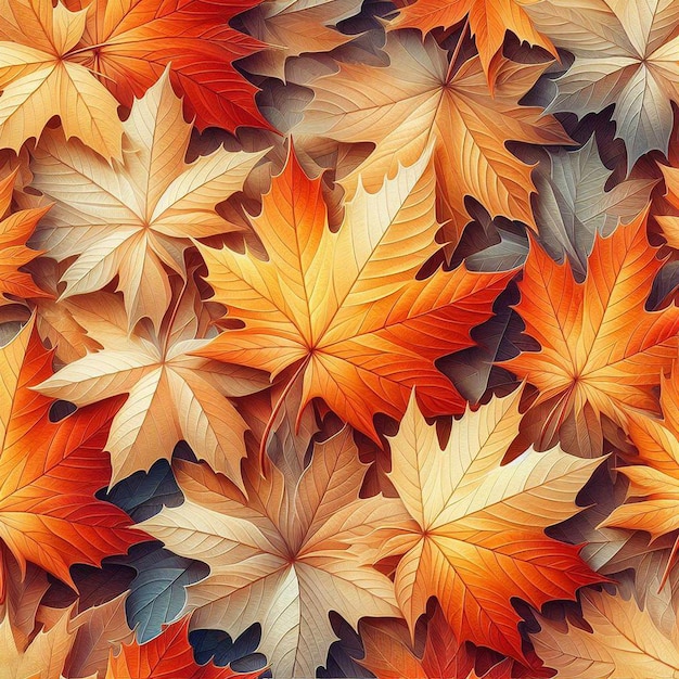 Arte vectorial hiperrealista coloridas hojas de arce de otoño fondo papel pintado