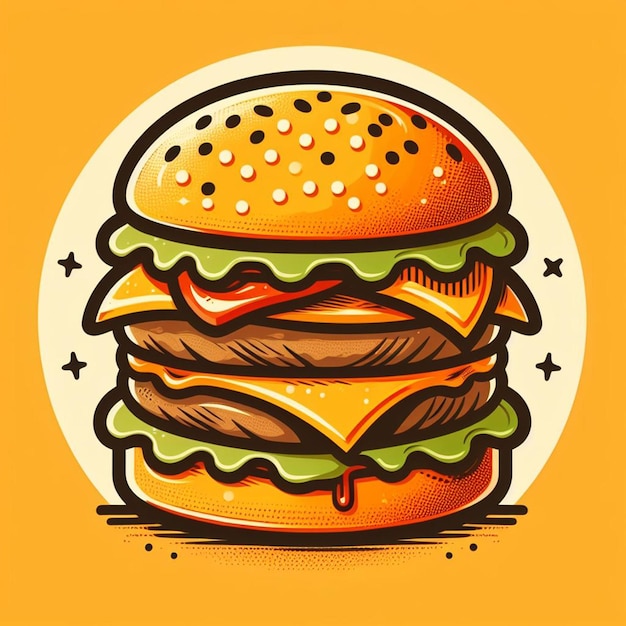 Arte vectorial hiperrealista hamburguesa hamburguesa de queso símbolo del icono del avatar dibujo ilustración