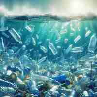 PSD arte vectorial hiperrealista residuos marinos contaminación plástica vertederos marinos basura clima feo