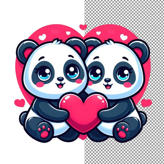 PSD arte vectorial de romance con bigotes de una adorable pareja de animales sosteniendo un corazón