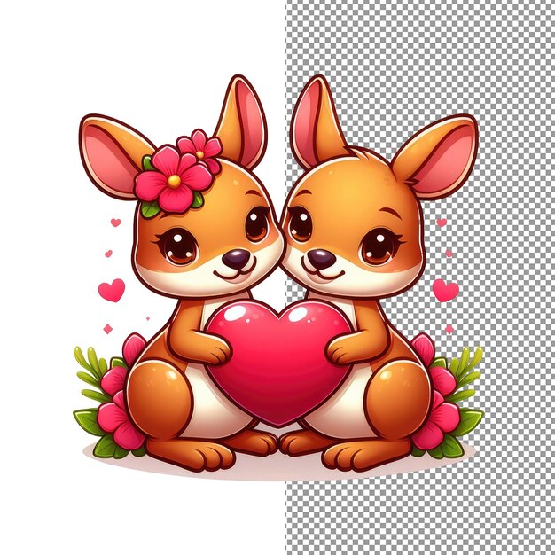 PSD arte vectorial de romance con bigotes de una adorable pareja de animales sosteniendo un corazón