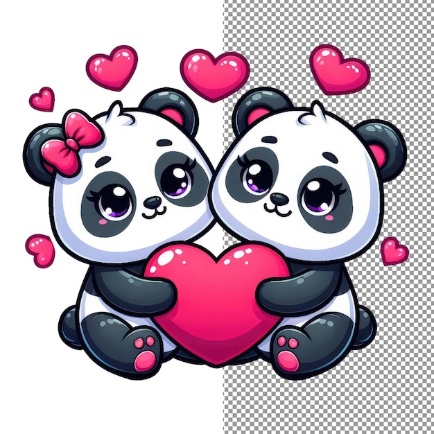 PSD arte vectorial de romance con bigotes de una adorable pareja de animales sosteniendo un corazón